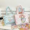 Pattern Lace Design Tote Bag With Transparent Compartment For Daily Use Girls