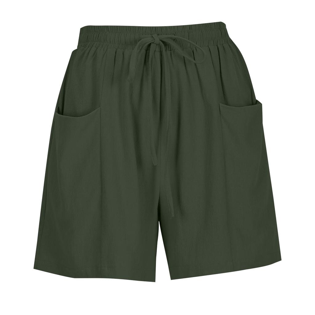 Women's Shorts Casual Summer Color Drawstring Beach Loose Pockets Shorts