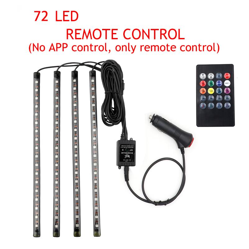 LED Car Foot Light Ambient Lamp With USB Wireless Remote Music Control Multiple Modes Automotive Interior Decorative Lights