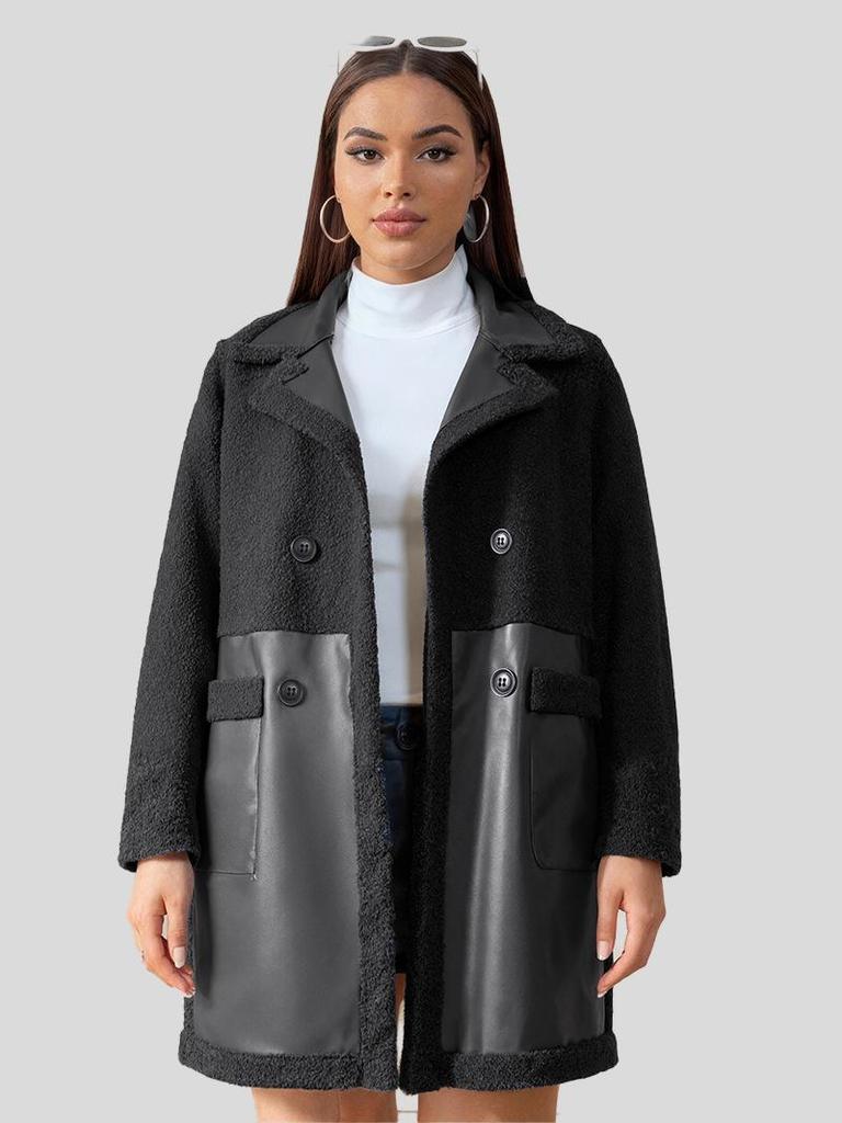 2024 Women's Mid-Length Reversible Patchwork Leather-Fur Jacket