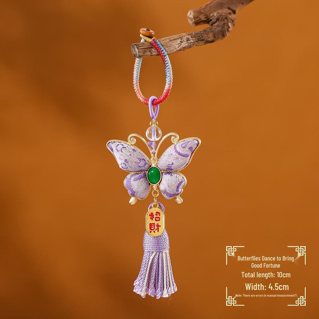 Song Brocade Embroidery Butterfly Pendant - Handmade Chinese Style Bag, Car, and Cheongsam Ornament