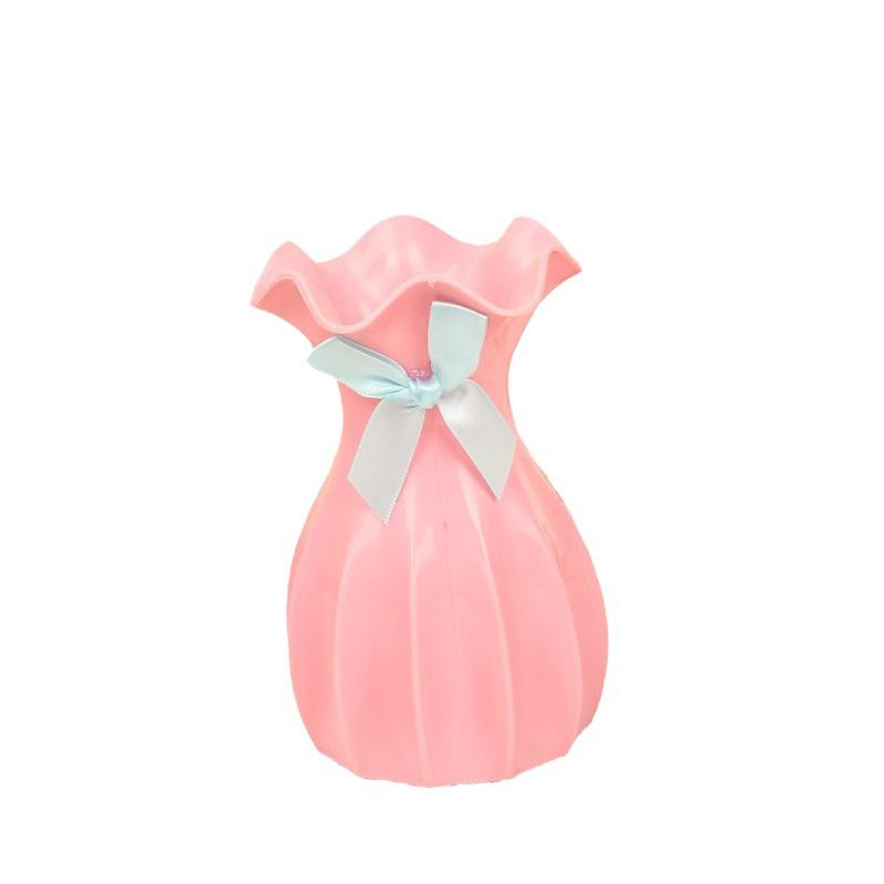 Imitation Ceramic Plastic Vase - Lotus Leaf Design for Artificial Flowers, Home Decoration, and Flower Arrangement.
