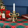Gold Bow Taper Candle Holder Vintage Metal Candle Stick Holders Antique Brass Decorative Candlestick For Wedding Christmas Home Table Decor,