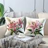 Graceful Lily Floral Pattern Digital Printing Pillow Cover Short Plush Suitable Living Rooms Bedrooms Sofas Throw Cushion Cover