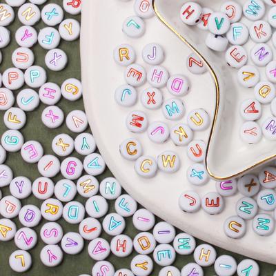 100Pcs 6.5mm Round Letter Beads Acrylic Letter Beads A-Z Letters For Jewelry Making DIY Bracelet Necklaces