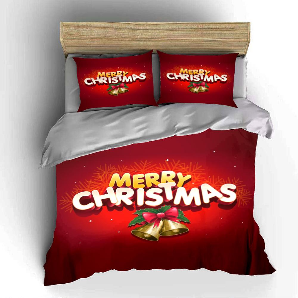 Merry Christmas Elegant Design Bedding Set (1 Duvet Cover, 2 Pillowcases, Duvet Not Included)