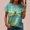Boho Ethnic Dragonfly Print Women T-shirt Vintage Mandala Pattern O-Neck Short Sleeve Casual Tops 2026 Summer Fashion Patchwork