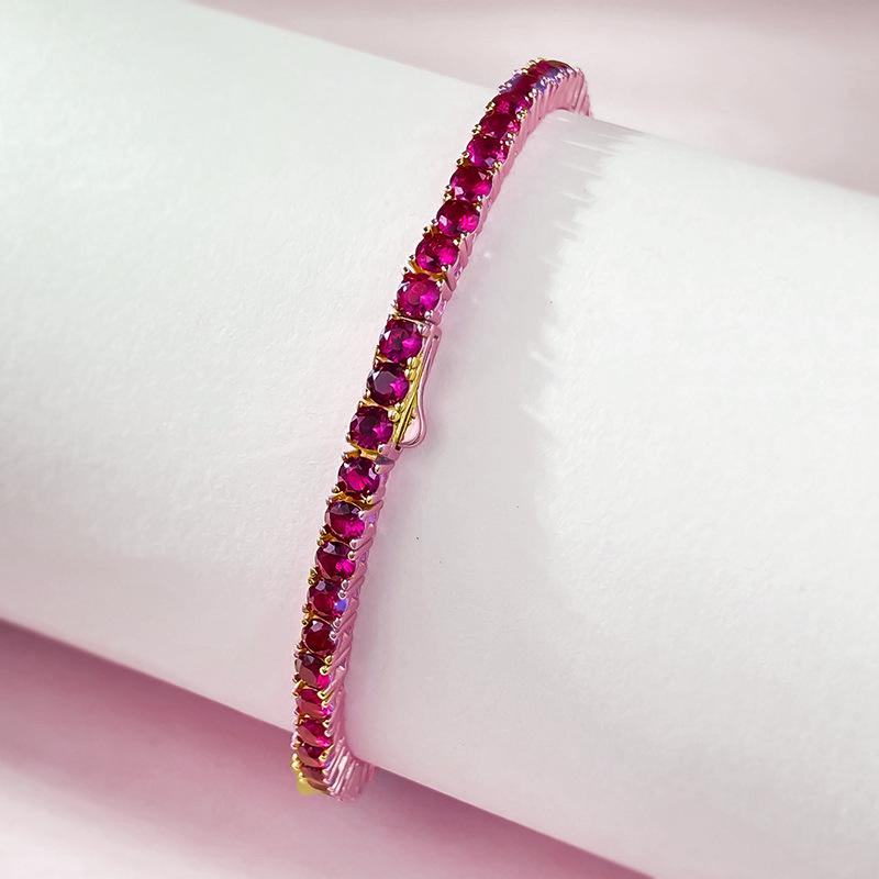 Hui Zhi Yi 2024 Women's Classic OL Bracelet: 925 Silver with Pigeon Blood Red Diamonds