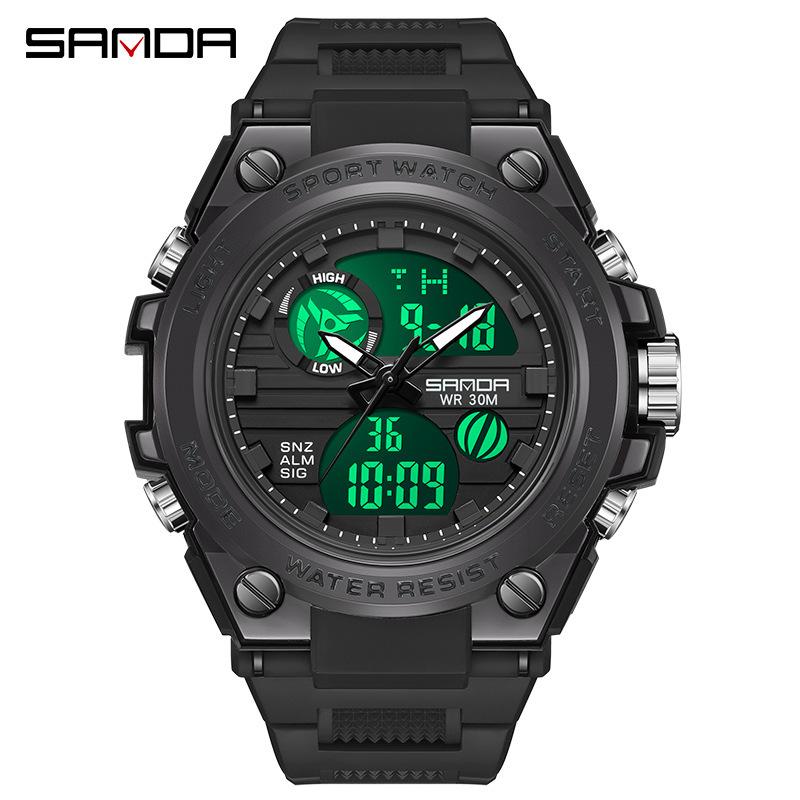 

Sanda Watch New Lighting Male School Fashion Trend Digital Electronic Watch Multifunctional Waterproof And Shockproof Men S Watch