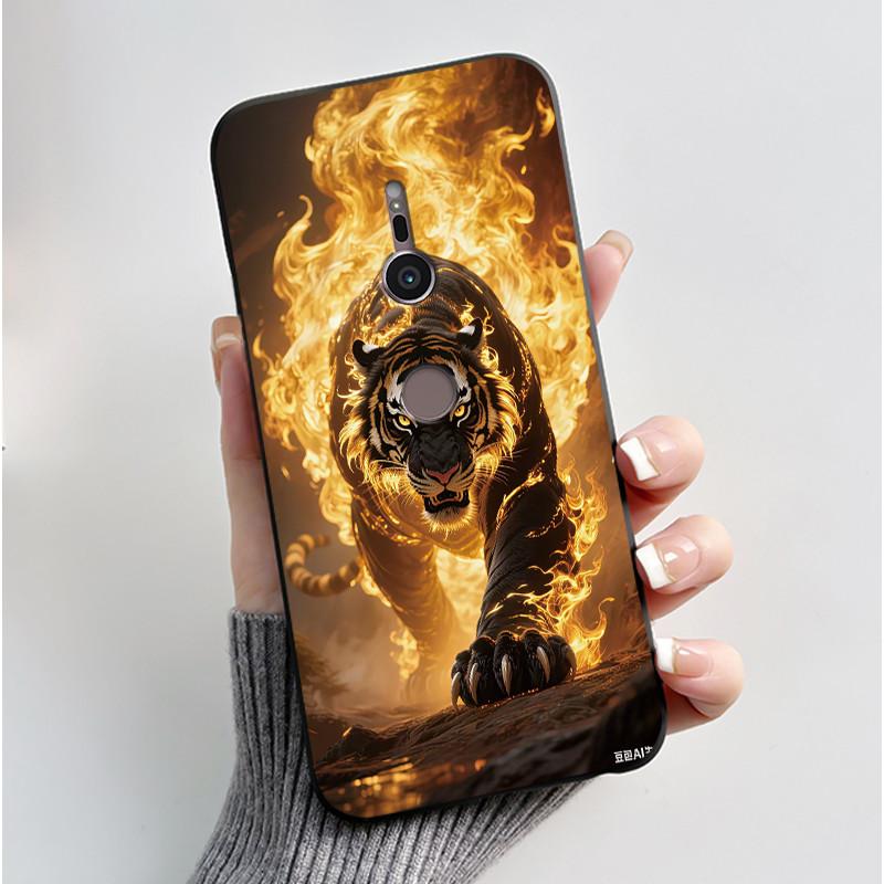 Trendy Milk Tea Rabbit Printed Case For Sony Xperia XZ2/SO-03K Black Case For Sony Xperia XZ3/SO-01L Anti-scratch Soft Shell