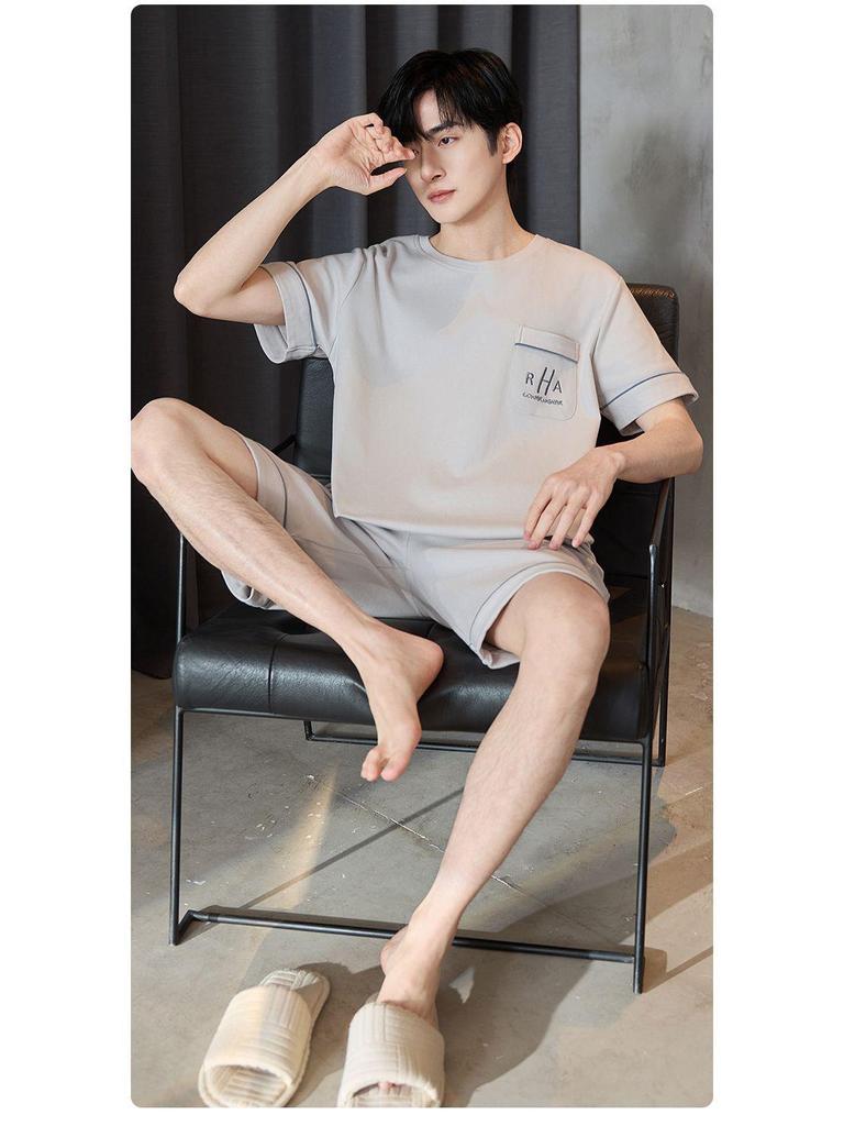 Men's Plus Size Cotton Short Sleeve Pajama Set - Summer Casual