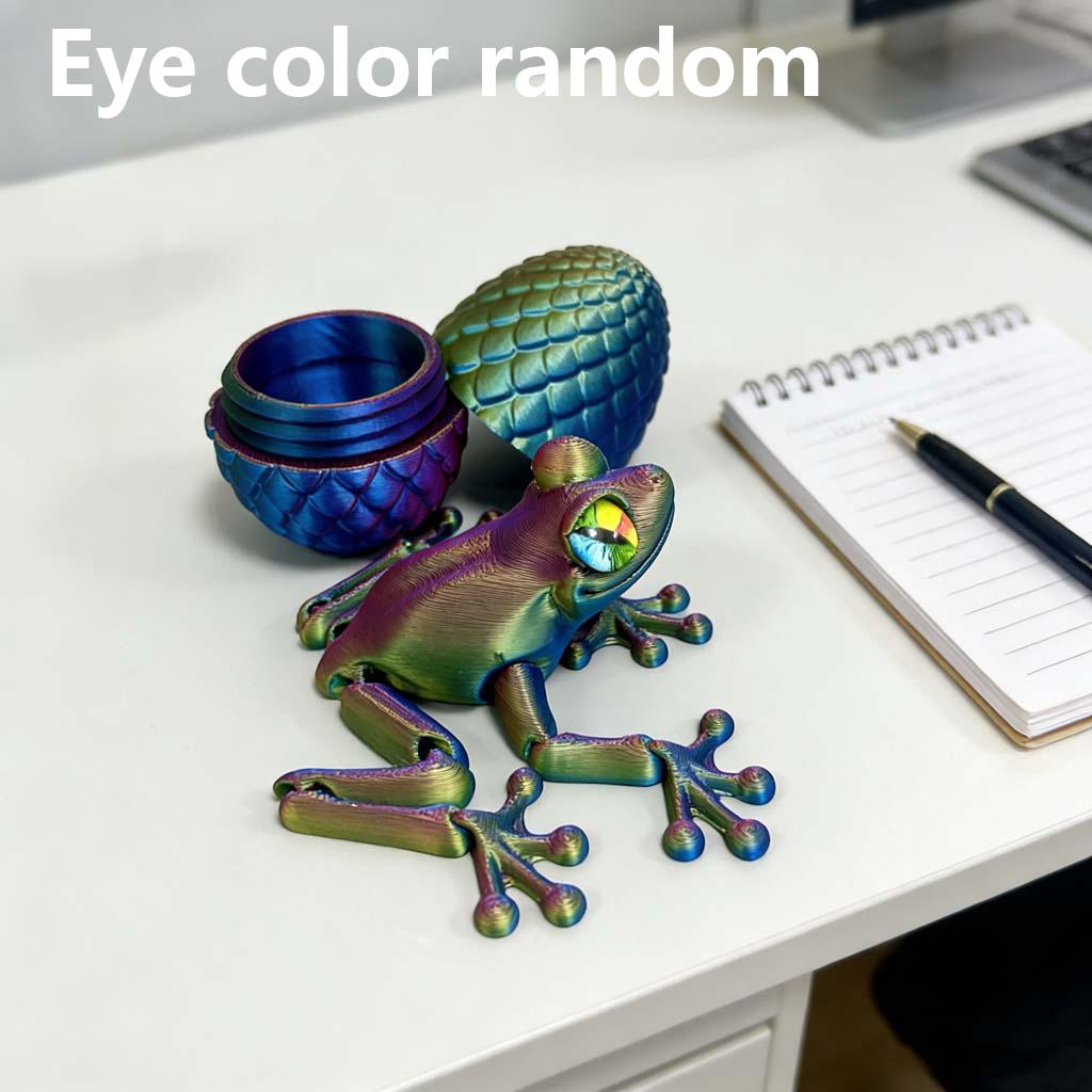 3D Printed Frogs and Eggs Statue, Flexible 3D Printed Animal, Colorful Figurines Statue, Gifts, 16.5Cm/6.5In, Egg 8Cm/3.15In