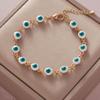 Fashionable Simple Rhinestone Evil Eye Four Leaf Clover Bracelet for Women