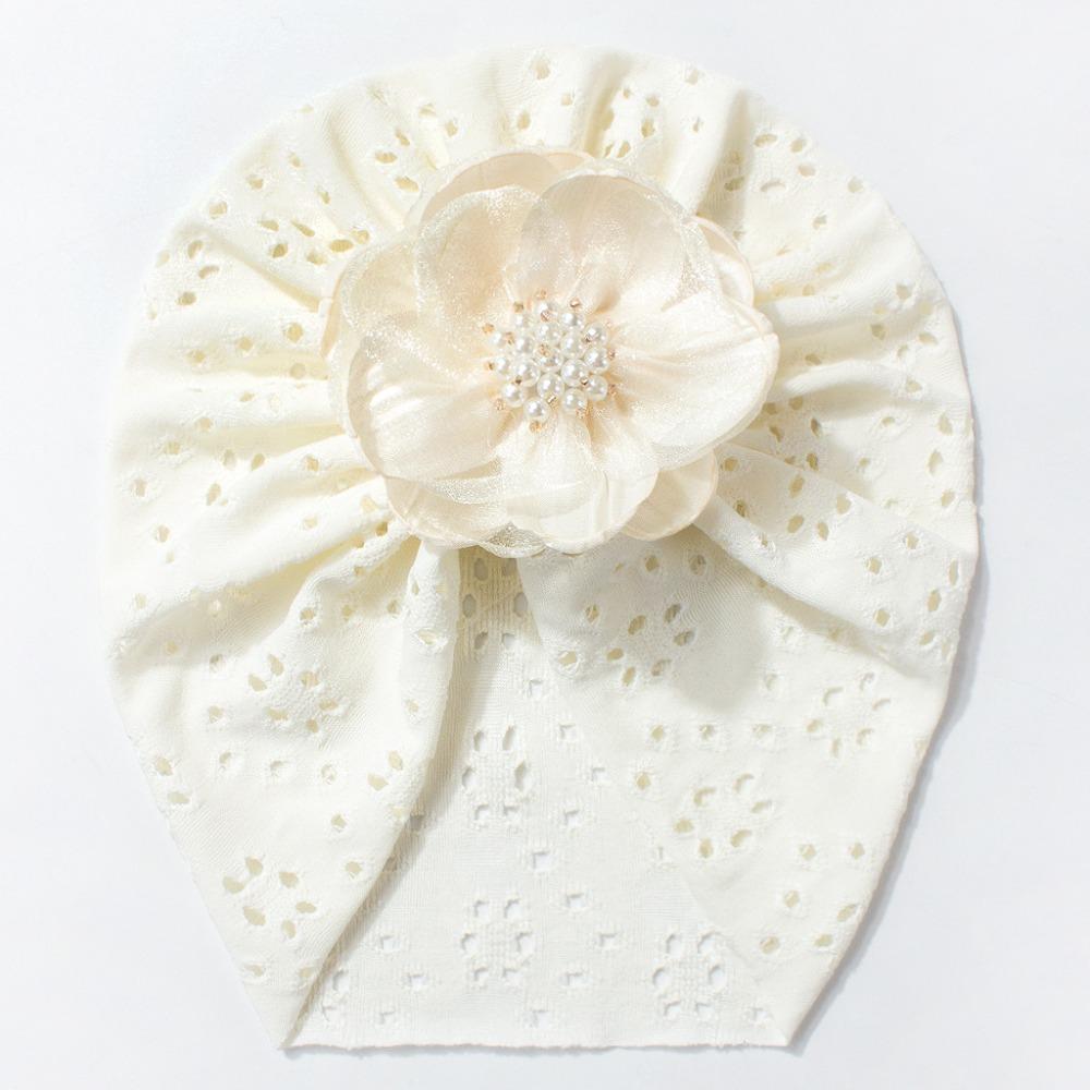 

Hollow Baby Hat Lace Flower Toddlers Infant Beanies Lovely Baby Girls Turban Kids Hair Accessories бежевий