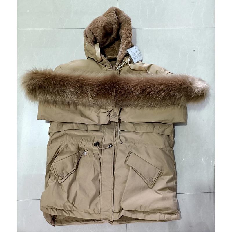 Cotton Padded Plus Size 2XL Winter Big Fur Jacket Women Loose Slim Warm Hooded Parka Coat Down Jacket