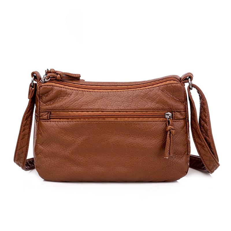 Borsa A Tracolla Donna In Pelle PU Nera Con Multitasche - Leggera 0,32kg, 25,5x20x8 Cm, Tracolla Regolabile