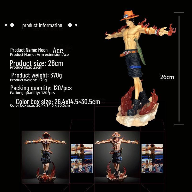 One Piece Ace Arms Statue Model Figure with Non-Luminous Cross - Boxed Collectible Ornament