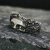 Anillos Para Hombre Anillo Creativo Máscara de Venus, Retro Plata Tailandesa en Relieve Con Anillo de Apertura Ajustable Regalo de Confesión