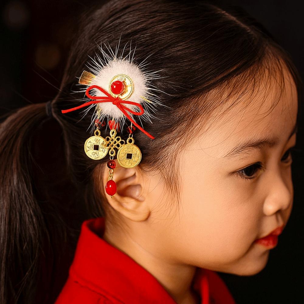 Hanfu Kopfschmuck Chinesischer Stil Rote Haarspangen Niedliche Antike Stil Haarspange Festival