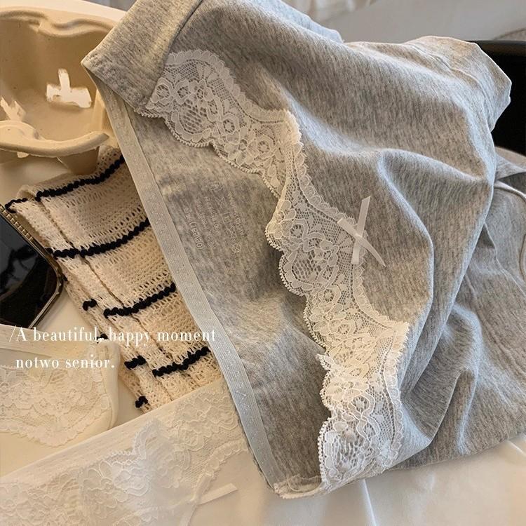 Women's Flat Corner Underwear Cotton Extended Crotch Lace Edge Wrapped Underwear Women's Underwear