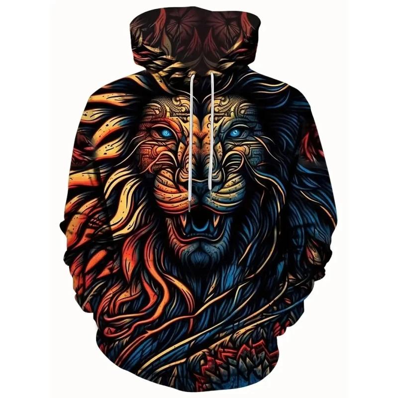3d lion print hoodie women's fashion elegant social streetwear fall long sleeve sweatshirt harajuku loose oversized comfortable