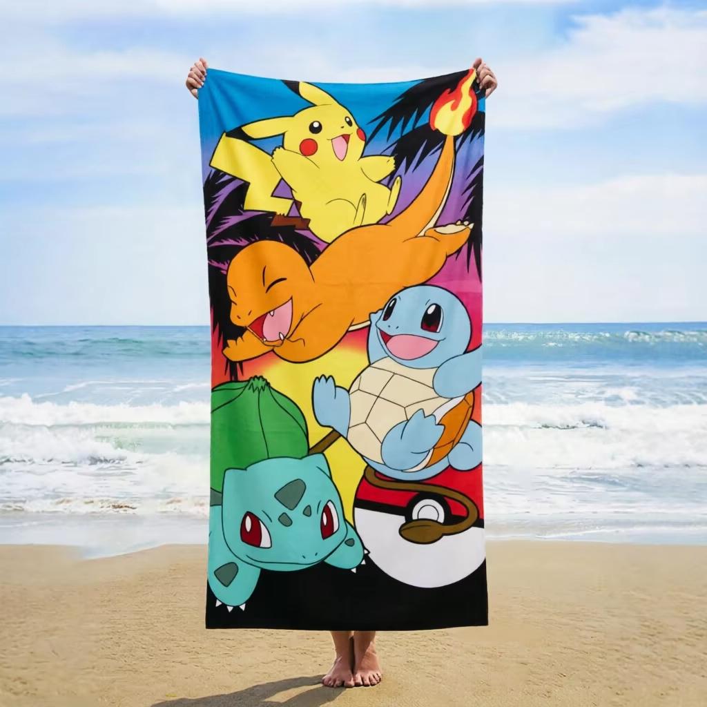 Pokémon Pikachu Charmander Beach Towel Microfiber Quick Dry Flat Print Large Bath Towel For Kids Adults Pool Travel