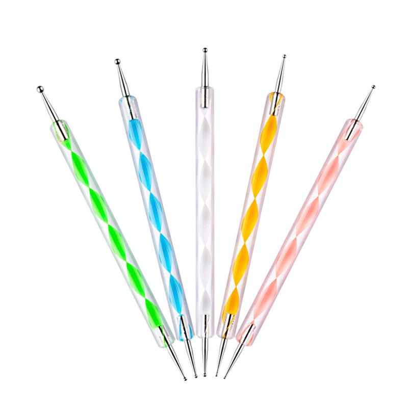 5Pcs Double-ended Nail Art Dotting Pens Ball End Dots Painting Pen Tool 2 Way Nail Art Design Tools for Nail Decorations
