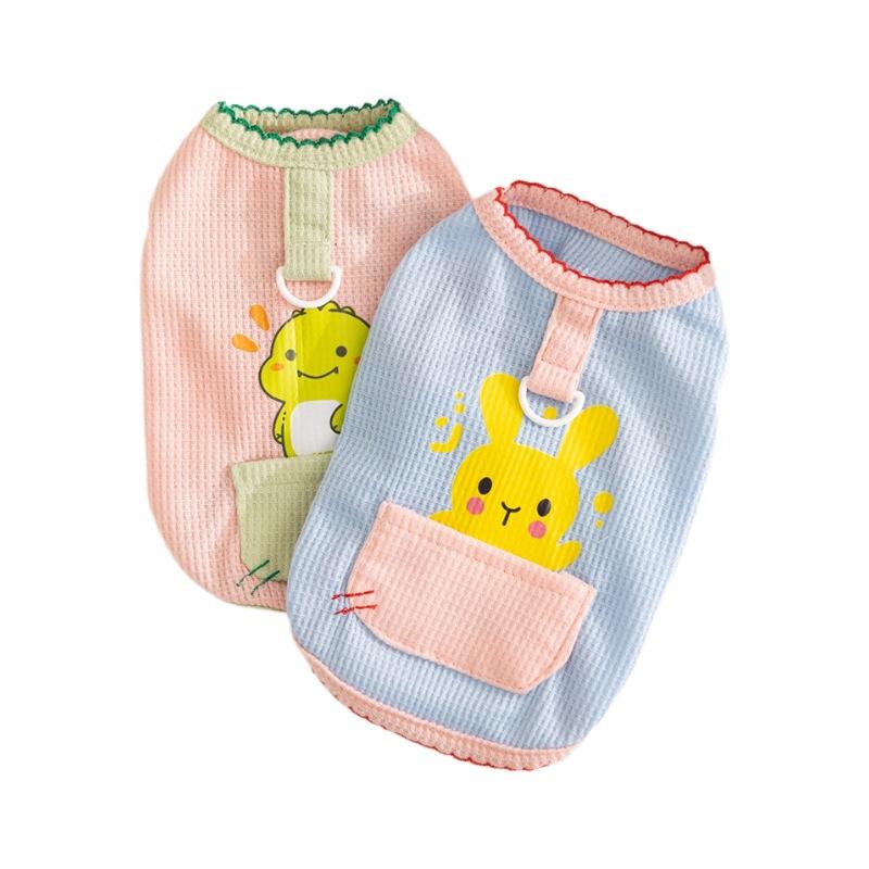 New Spring Summer Dog Clothes Cartoon Pockets Traction Vest Teddy Bigbear Small Dog Cat Pet Clothes