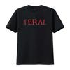 Mens FERAL Paint The Town Red Design Friends T Shirt Black L Vintage Washed Top For Everyday Wear Stretched Unisex Versatile