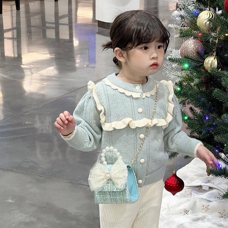 Stylish Children's Spring Lace Bow Handbag With Pearl Detailing For Girls And Boys