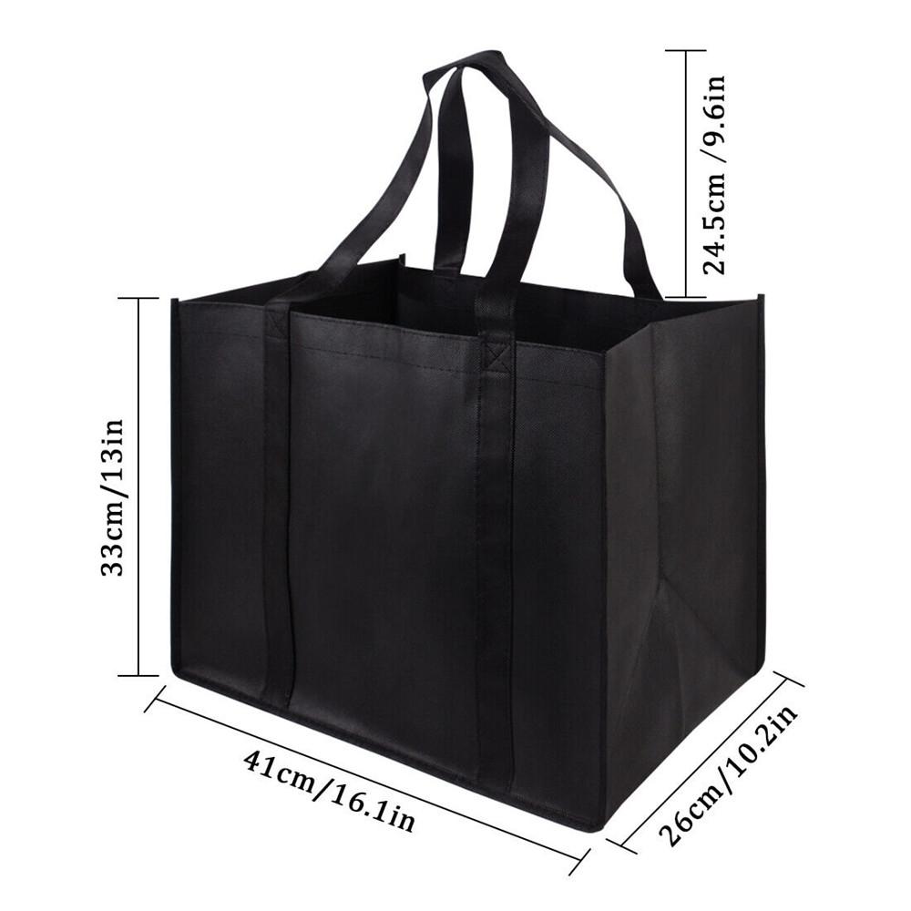 Non-Woven Black And Gray Simple Foldable Portable Non-woven Large Capacity Reusable Grocery Duty Shopping Bags Totes Handbag