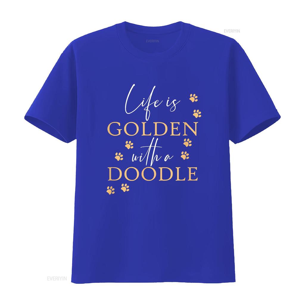 Life Is Golden With A Doodle Cute Goldendoodle Dog Lover T Shirt vintage Washed Comfortable Casual Stretched