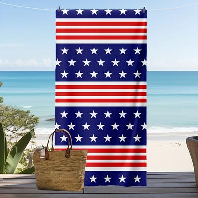 1 Stück USA Flagge Strandtuch 2D Bedrucktes Schnelltrocknendes Handtuch für Strand Pool Schwimmen Reisen Camping Weiches Saugfähiges Handtuch für Sommer Geschenk