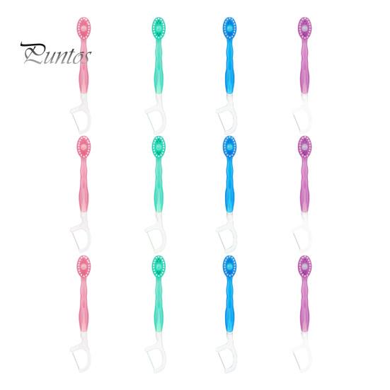 

12 шт. Одноразова зубна щітка з зубною пастою, зубною ниткою, скребком для язика, портативна дорожня, для дорослих, міні, з попередньо нанесеною пастою, зубна нитка, догляд за порожниною рота Original flavor