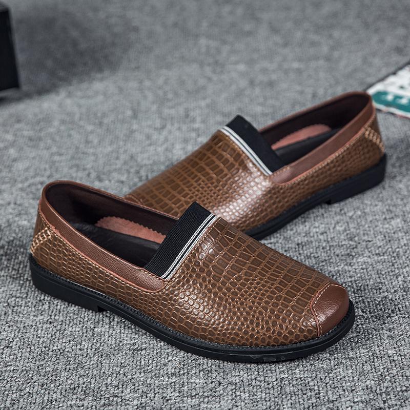 2022 Newestly Men'S Loafers Fashion Leather Shoes Crocodile Pattern Casual Soft Anti-Slip Driving Shoes Man Spring Summer Flats Man