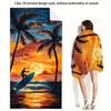 1 ud. Toalla de Playa Oversize Brisa Tropical -Poliéster de Microfibra Suave de Rápida Absorción, Vibrante Estampado de Escena de Playa al Atardecer con Palmera