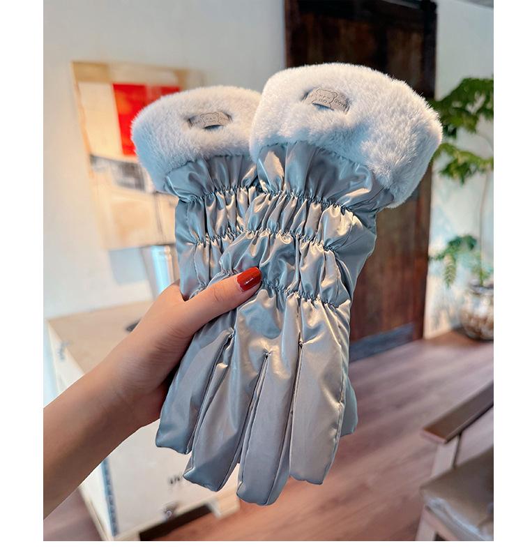 Damskie zimowe rękawiczki dotykowe w stylu koreańskim: Bawełna puchowa, Podszewka z aksamitu, Wodoodporna, Wiatroodporna, Idealna do jazdy na nartach i jazdy na rowerze