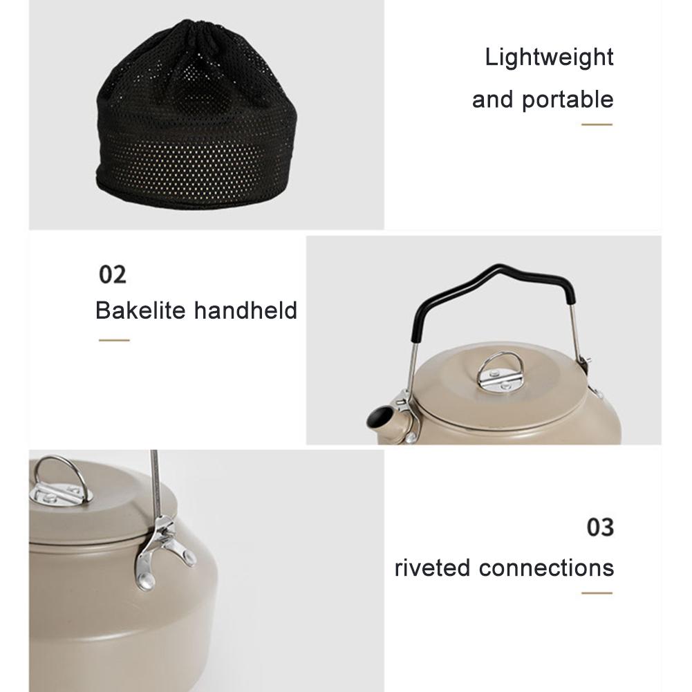 1.4L Lightweight Coffee Pot with Handle Boiling Stovetop Kettles Metal for Outdoor Travel Camping Cooking
