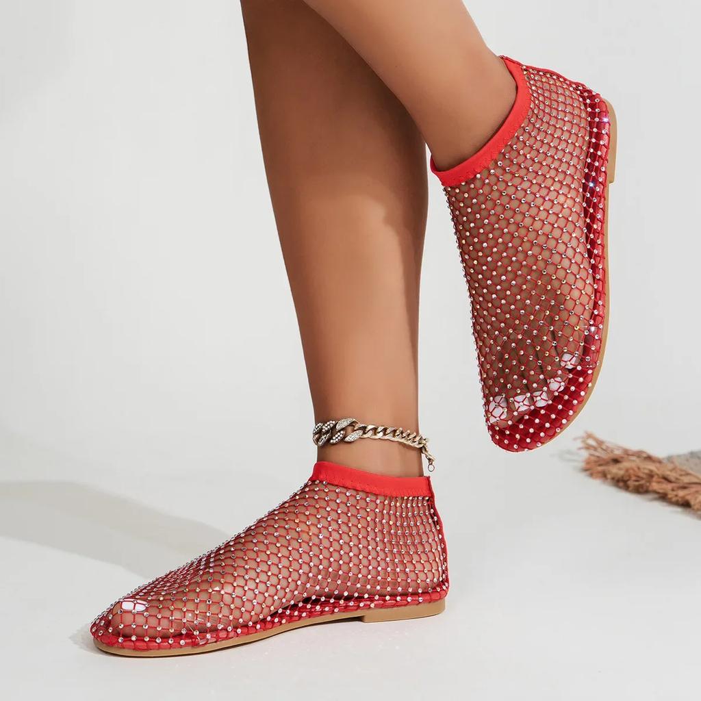 2024 Horký prodejce Léto Nové Sandály s kulatou špičkou Duté Vložené Krátké boty Letní Sexy Přeshraniční Velké velikosti Ploché boty Uxst