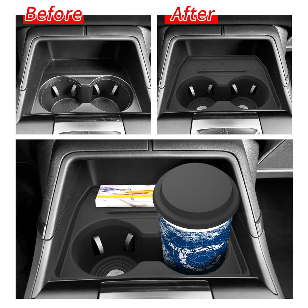 Smabee for Mazda CX-5 2026+ Center Console Cup Holder Shock-Absorbing Drinks Tray TPE Organizer Car Interior Accessories Black