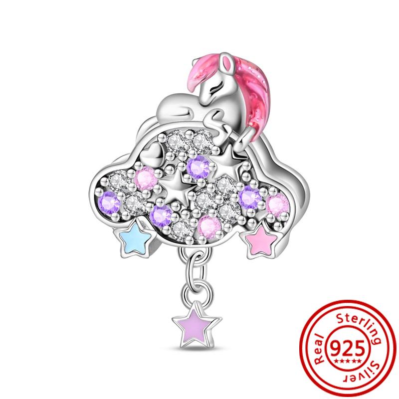 New 925 copper Original Pink Series Boy Love Girl Mom Unicorn Butterfly Infinite Heart Beads Fit Pantaro Charms Bracelet Zircon