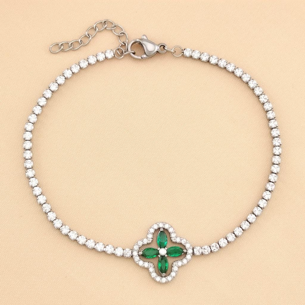 Four Leaf Clover Bracelet for Women Minimalist Luxury Micro Zircon Geometric Design Jewelry