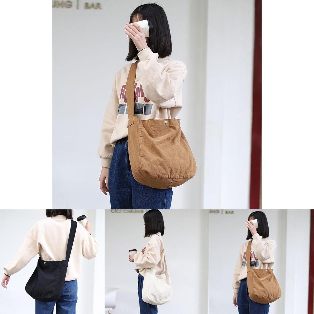 Spacious Japanese Vintage Washable Tote Bag Stylish Canvas Shoulder Bag For Women