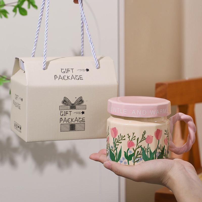 Ceramic Cup With Lid Mug High Value Water Cup Office Cup Souvenir Coffee Cup Women Breakfast Cup Men