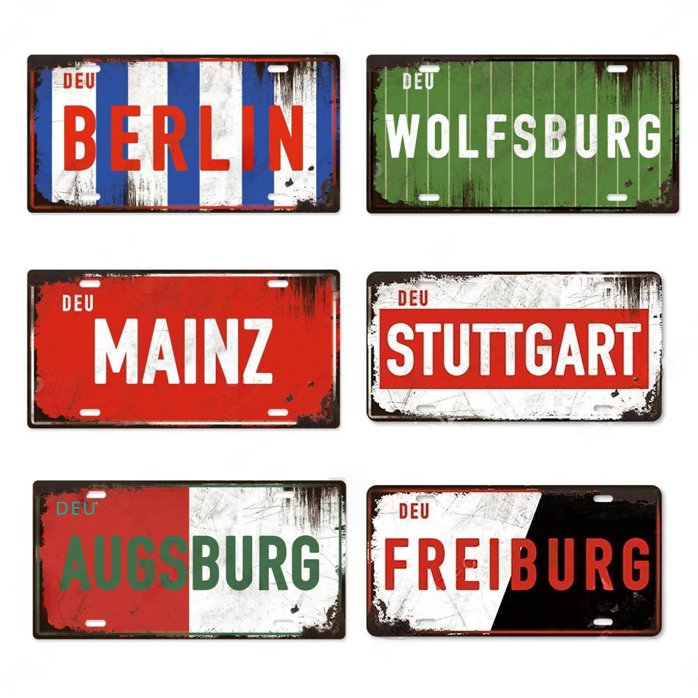 FJ Decors Germany City Metal Tin Signs Licenses Plate Plaque Metal Vintage Bar Pub Club Home Wall Decor
