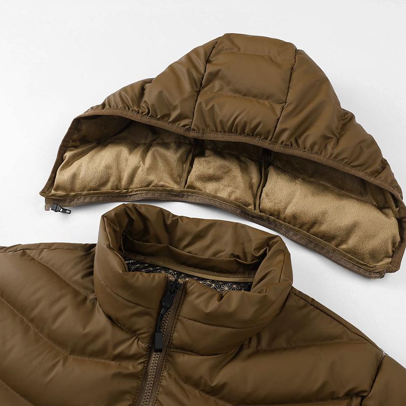 Lehká Pohodlná a Všestranná Bunda Bavlněné Oblečení Pánské Modely Zimní Jednobarevná Slim Odnímatelná Kapuce Zesílená Bunda s Kapucí Pánská