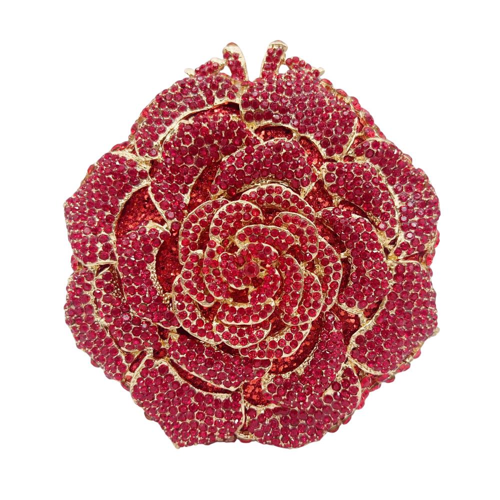 Pink/White Crystal Evening Clutch Bags Rhinestone Party Prom Purses Diamonds Flower Formal Dinner Handbags For Women Minaudiere