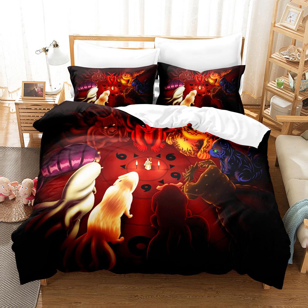 3D Printed Bedding Three-Piece Set, Anime, Naruto Sasuke