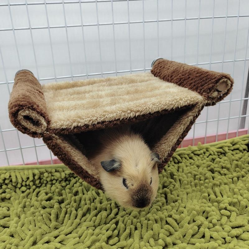 Hamster Hammock Plush Hanging Cave Shed Happy Winter Warm House Small Animals Hideaway for Guinea Pigs Sugar Glider