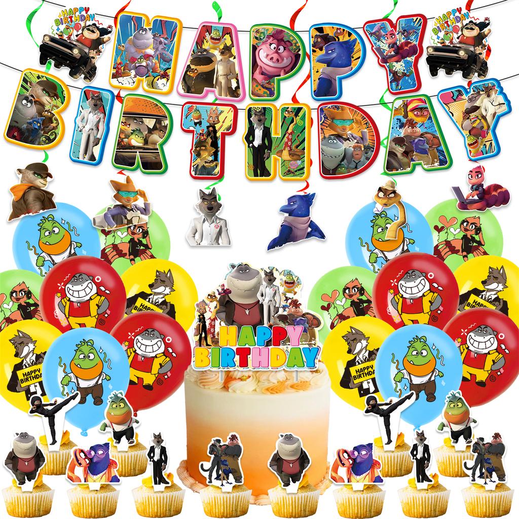 Themed Birthday Party Decoration Birthday Flag Cake With Hanging Arrangement
